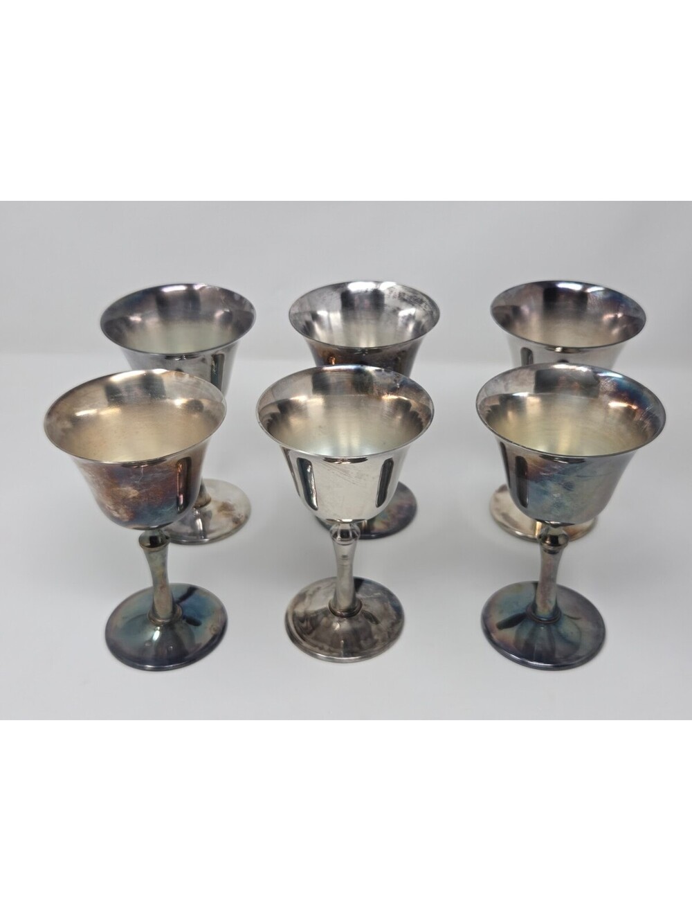 Antique De Uberti Italy Silver Plated Goblet Set Of Six Vintage Stemmed Cups